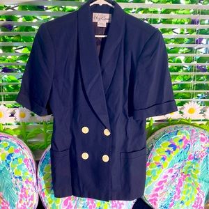 Oleg Cassini navy blue double breasted jacket